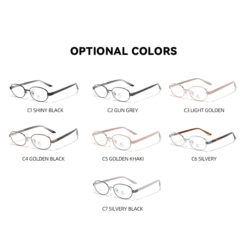 Vintage Metal Full Rim Solid Oval Anti Blue Light Blocking UV400 Computer Eyeglasses Lightweight Unisex Designer Trendy Luxury