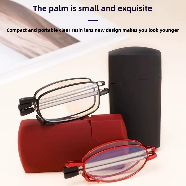 Lightweight Unisex Foldable Reading Glasses Portable Telescopic Arms Stylish for Seniors with Case Custom LOGO Lunettes Gafas