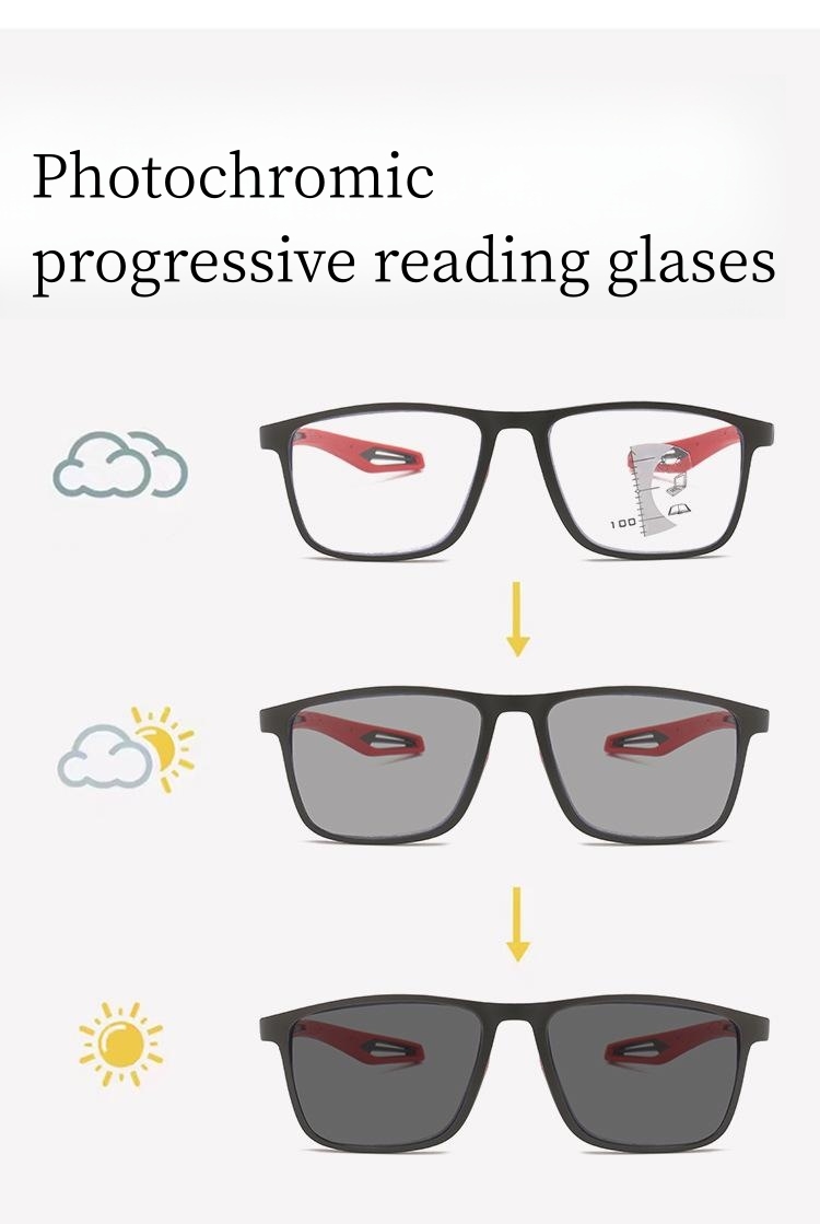 DEHOTRE Progressive Multifocus Reading Glasses for Men Lightweight TR90 Frame No-Line Trifocal Transition Computer Use Readers
