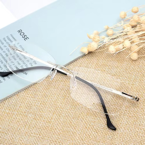Anti Blue Titanium Frames Light Progressive Lens Rectangle Acetate Metal Photogray Anti Reflet Rimless Reading Glasses