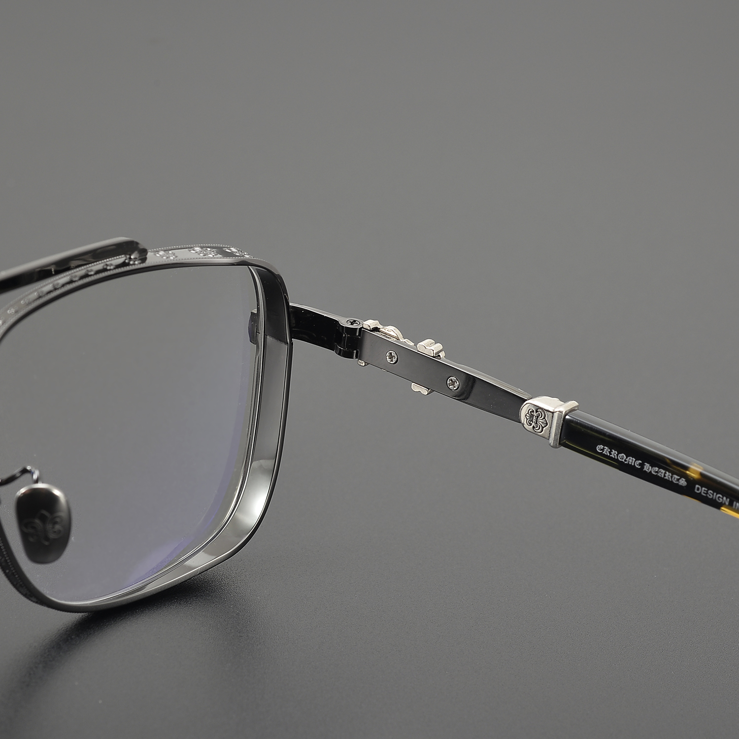 CH8012 High-Quality Marble Black Reading Glasses - Stainless Steel Square Frame