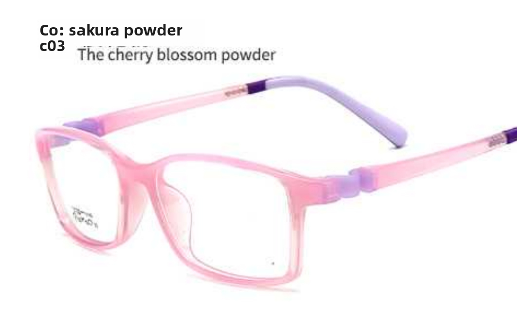 YIGOU Kids Eco-Friendly Acetate Full Rim Square Prescription Eyeglasses Frames Cartoon Pattern Pink for Primary School Students