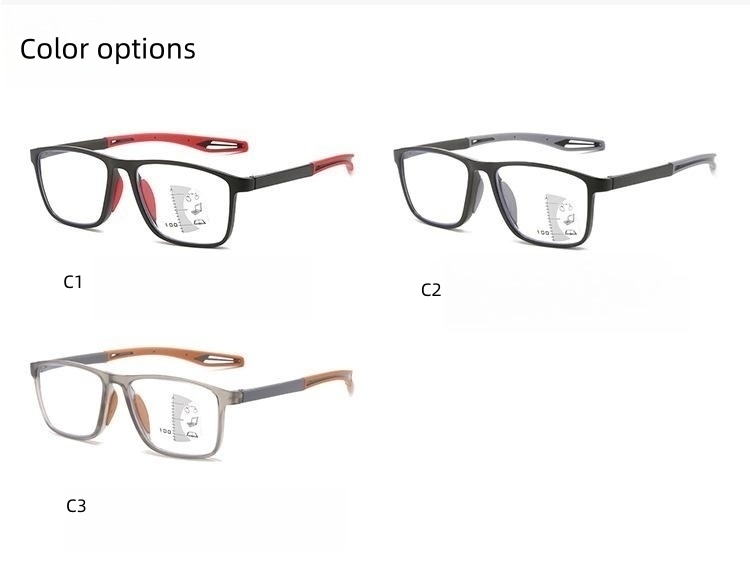 DEHOTRE Progressive Multifocus Reading Glasses for Men Lightweight TR90 Frame No-Line Trifocal Transition Computer Use Readers