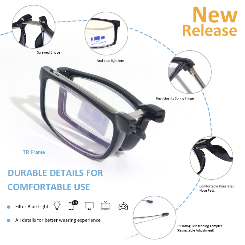 New Fashion Blue Light Resistant Portable Folding Reading Glasses Stylish Mini Pocket Size Retro Metal Reading Glasses