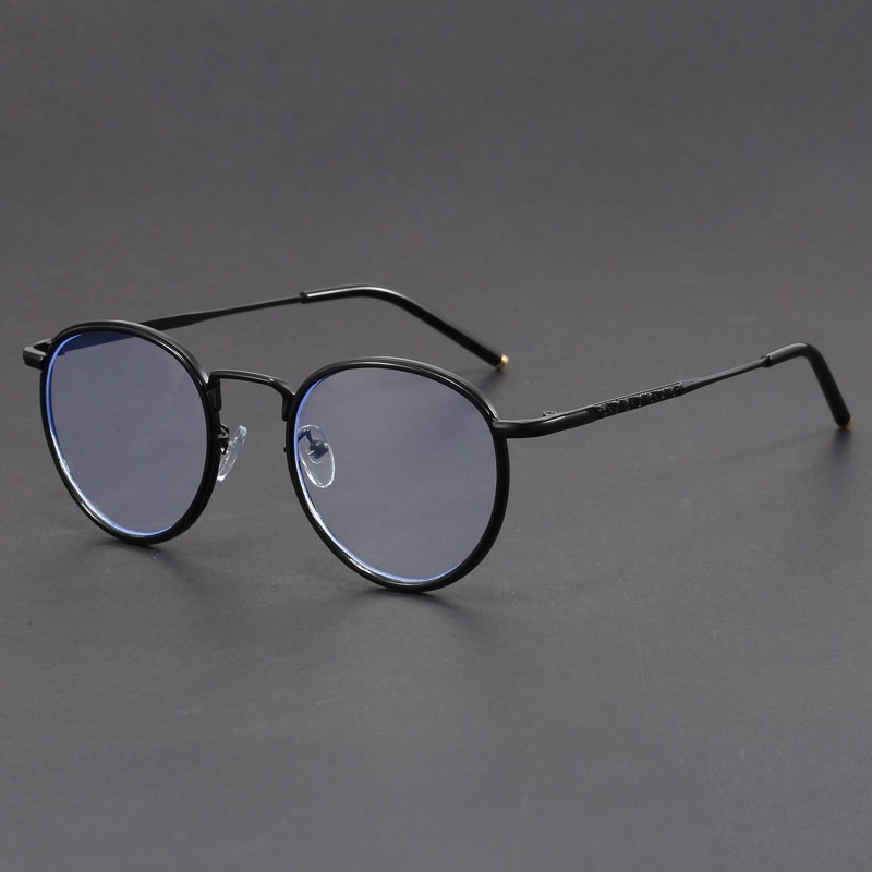 In Stock Vintage Pattern Round Metal Frame Anti Blue Light Glasses Men Women Eyeglasses Frames