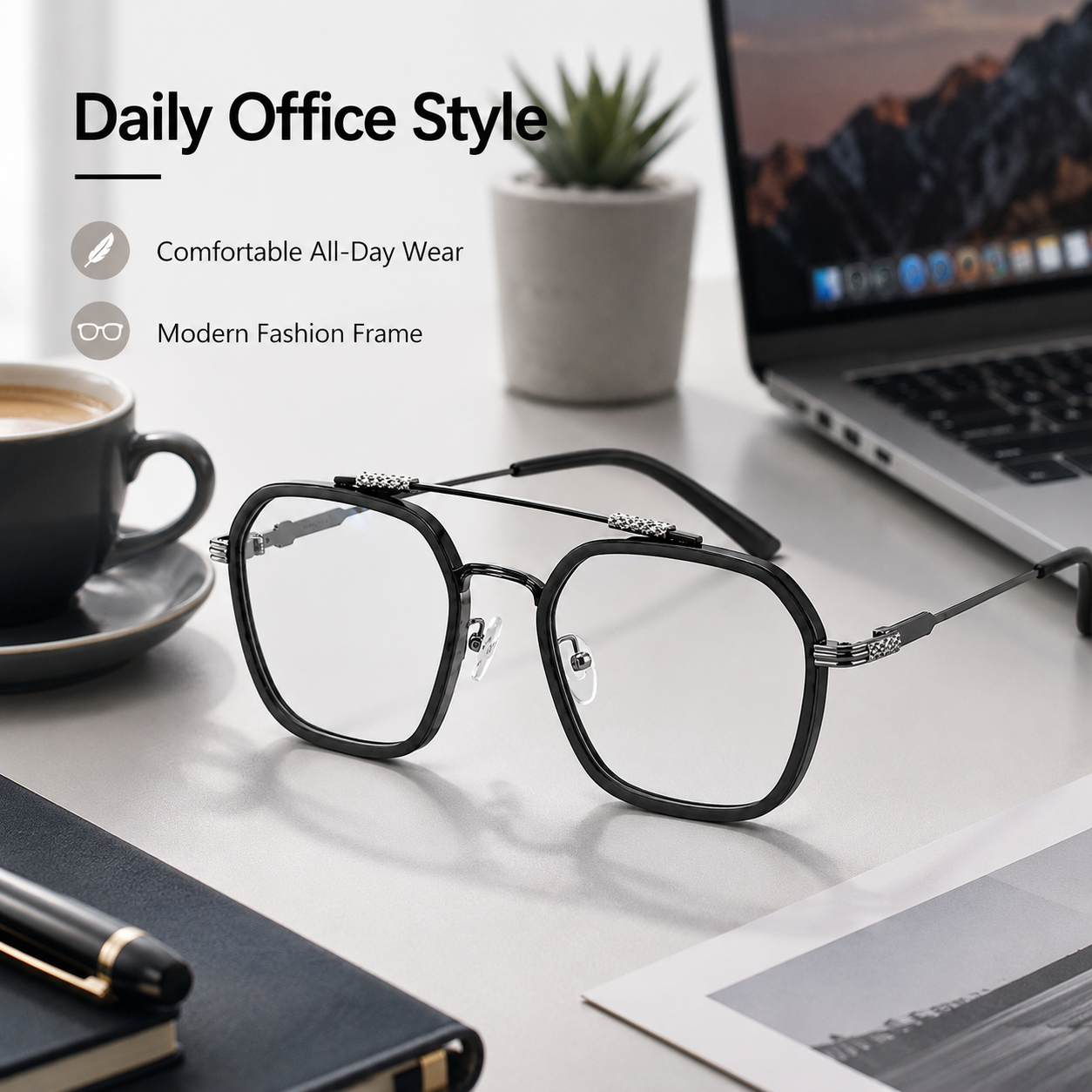 Hot Sales Blue Light Blocking Fashion High-End Unisex Optical Glasses Light Weight Clear Black Square Frame Eyeglasses