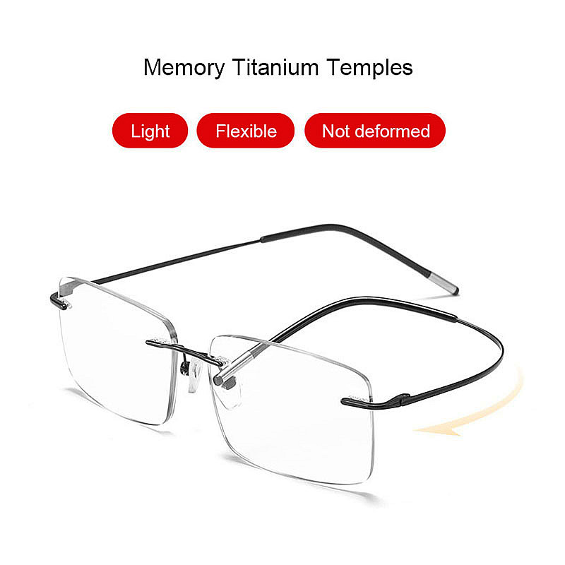 Custom Logo Intelligent Multifocal Progressive Reading Glasses Rimless Titanium Anti Blue Light Reading Glasses Men Women