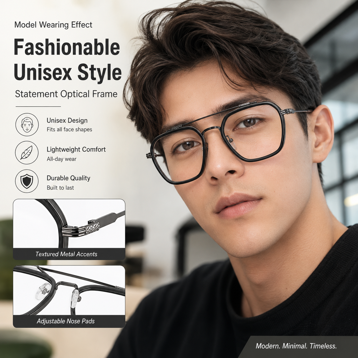 Hot Sales Blue Light Blocking Fashion High-End Unisex Optical Glasses Light Weight Clear Black Square Frame Eyeglasses