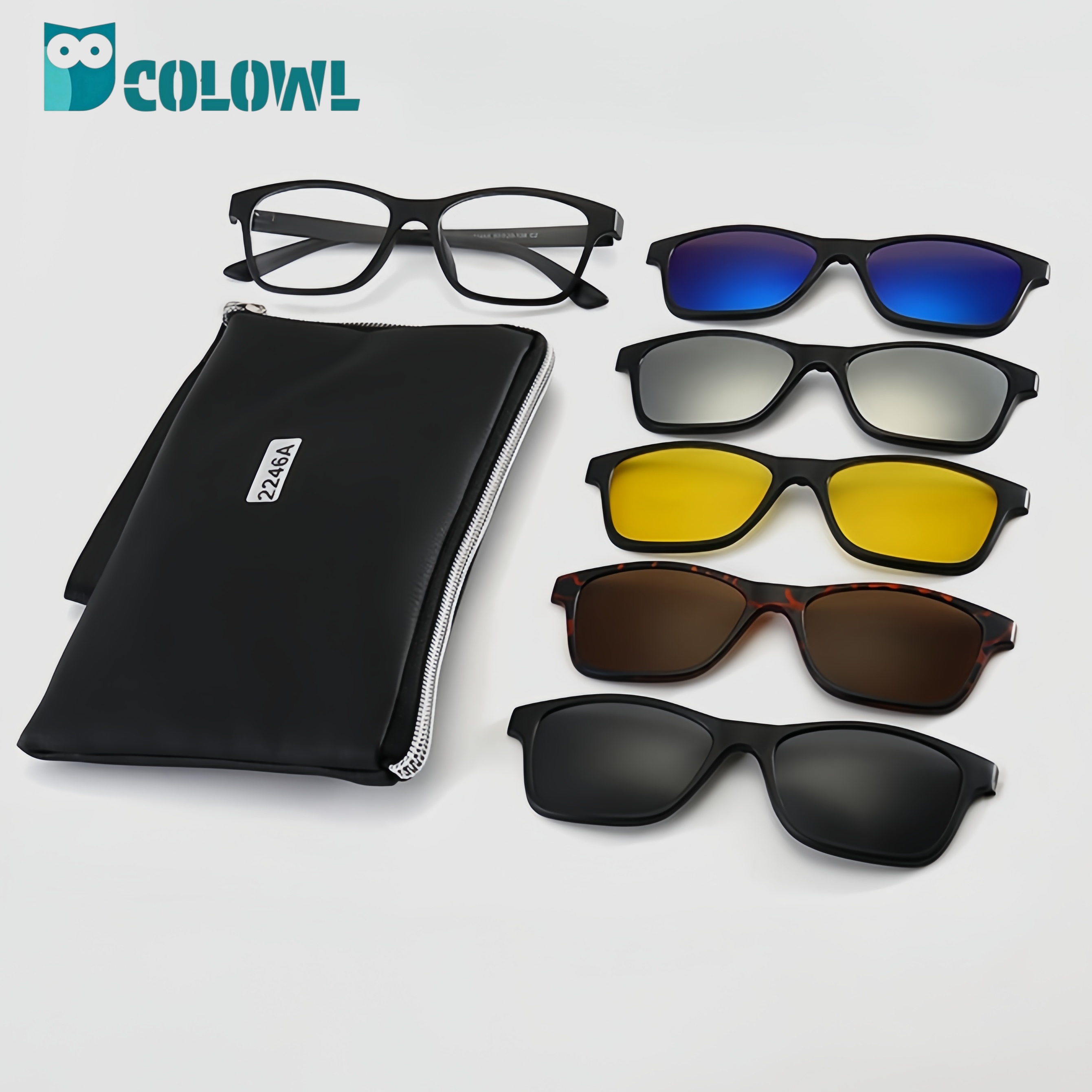 Magnetic Clip Frame Square TR90 Solid Color Full Rim Durable Prescription Ready Unisex Flexible Reading Glasses