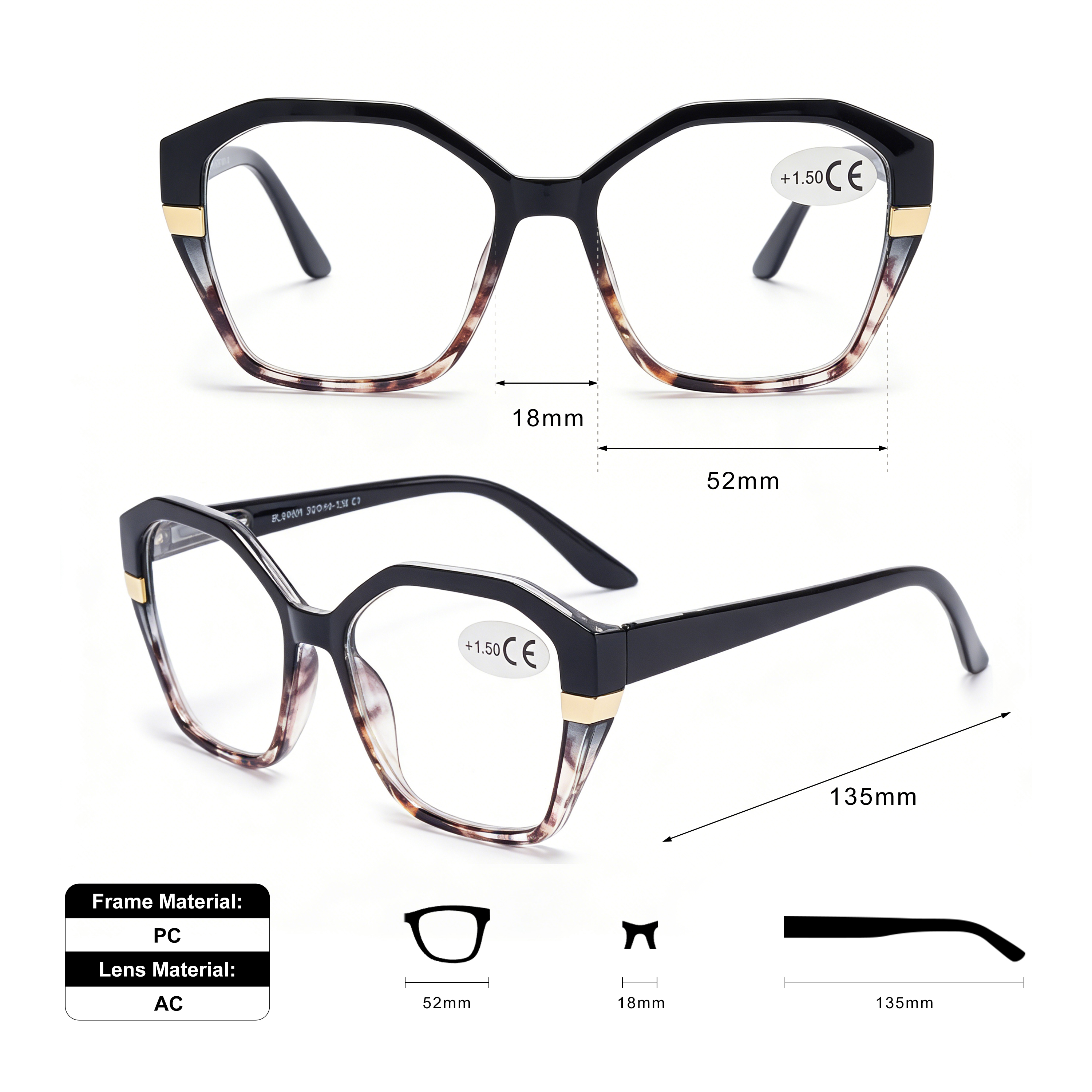 Wholesale Good Quality Custom Logo Lightweight Cat Eye Reading Glasses Frame for Ladies