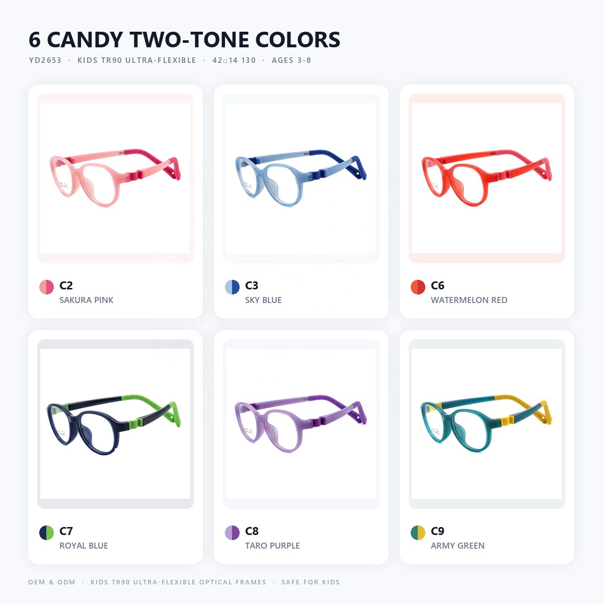 Flexible Glasses for Children Baby Girl Kids Eyeglasses Frames Wholesale Child Eye Glasses New Spectacle TR TR90 Specs Resin