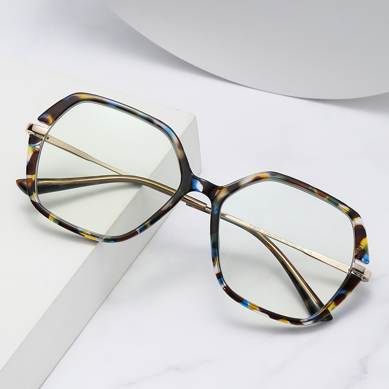 Oversized Hexagon TR90 Glasses Women TJ873 Colorful Anti Blue Light Eyeglasses Fashion Eyewear for Computer
