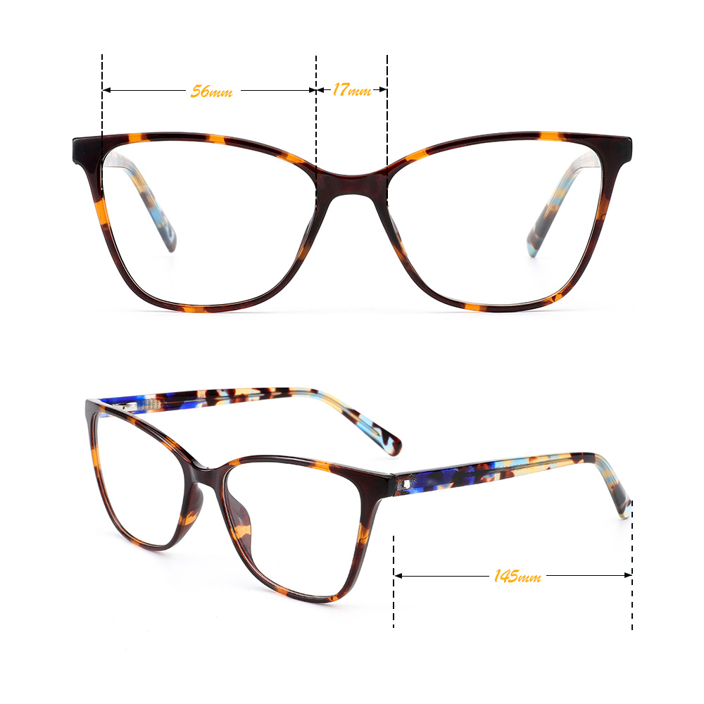 Luxury Thin Totorise Acetate Optical Frame Tritan Lightweight Cat Eye Shape Eyeglasses Frames with Crystal Decoration for Women