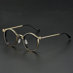 Vintage Round Eye Glasses Frames for Man Unisex Anti Blue Light Lens Eyewear Classic Reading Eyeglasses Optical Metal Spectacles