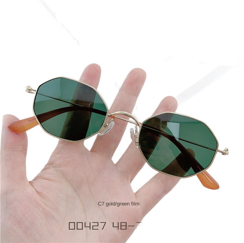 00427 Vintage Polygonal Frame Anti-Blue Light Full-Rim Metal Eyeglass Frames for Adults Unisex Geometric Artistic Design
