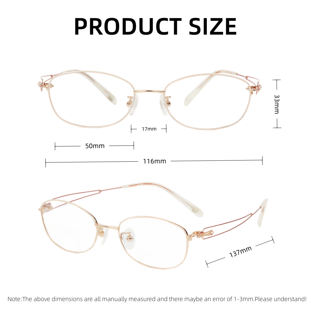 Newly Designed Oval Metal Optical Semi-Rimless Eyeglass Frame Side View