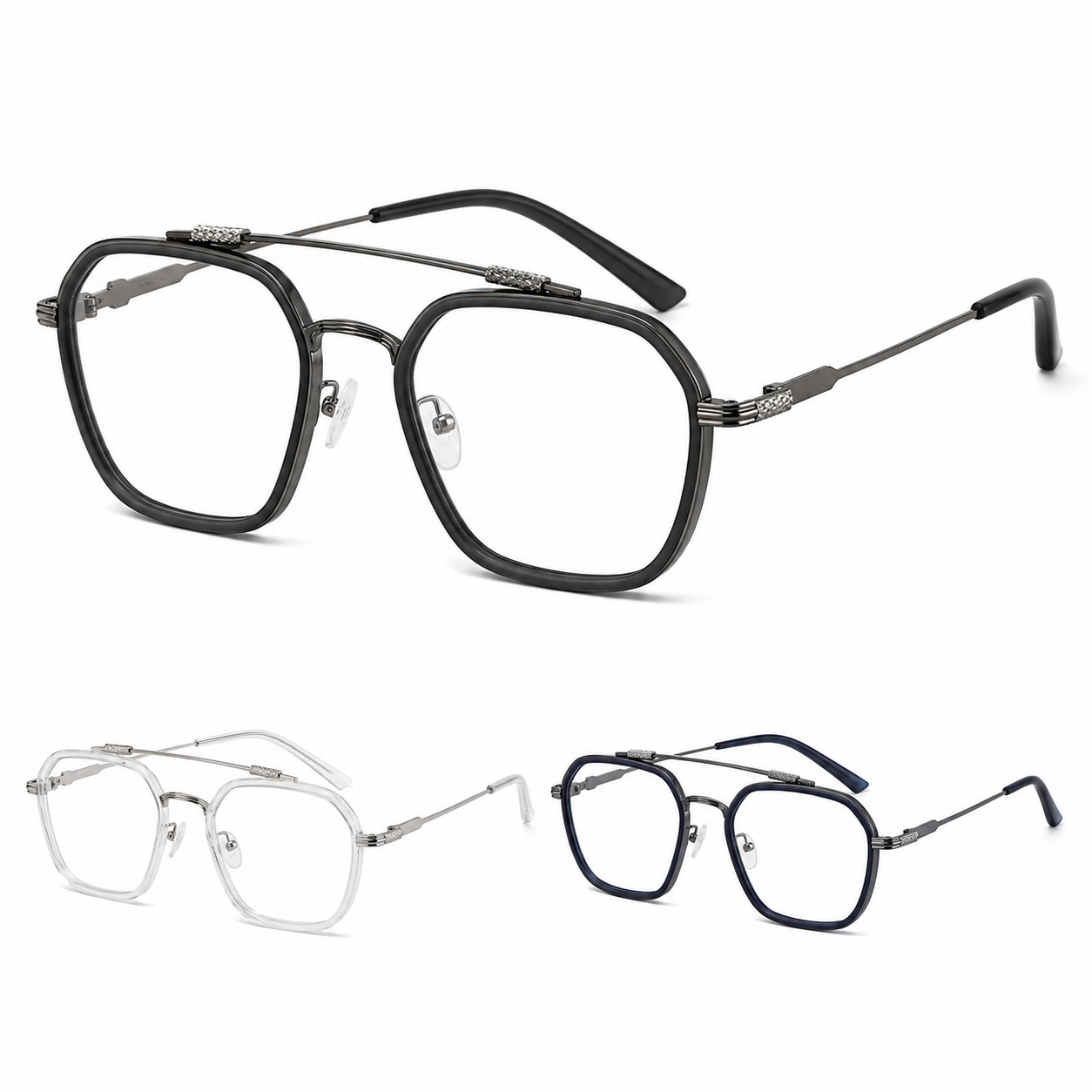 Hot Sales Blue Light Blocking Fashion High-End Unisex Optical Glasses Light Weight Clear Black Square Frame Eyeglasses