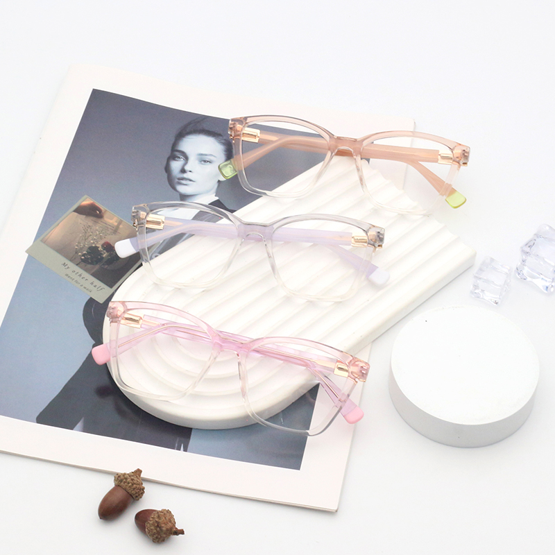 Fashion Lady TR90 Optical Frames Double Color Acetate Temple Glasses Spring Hinge Gradient Transparent Eyeglasses Frames Women
