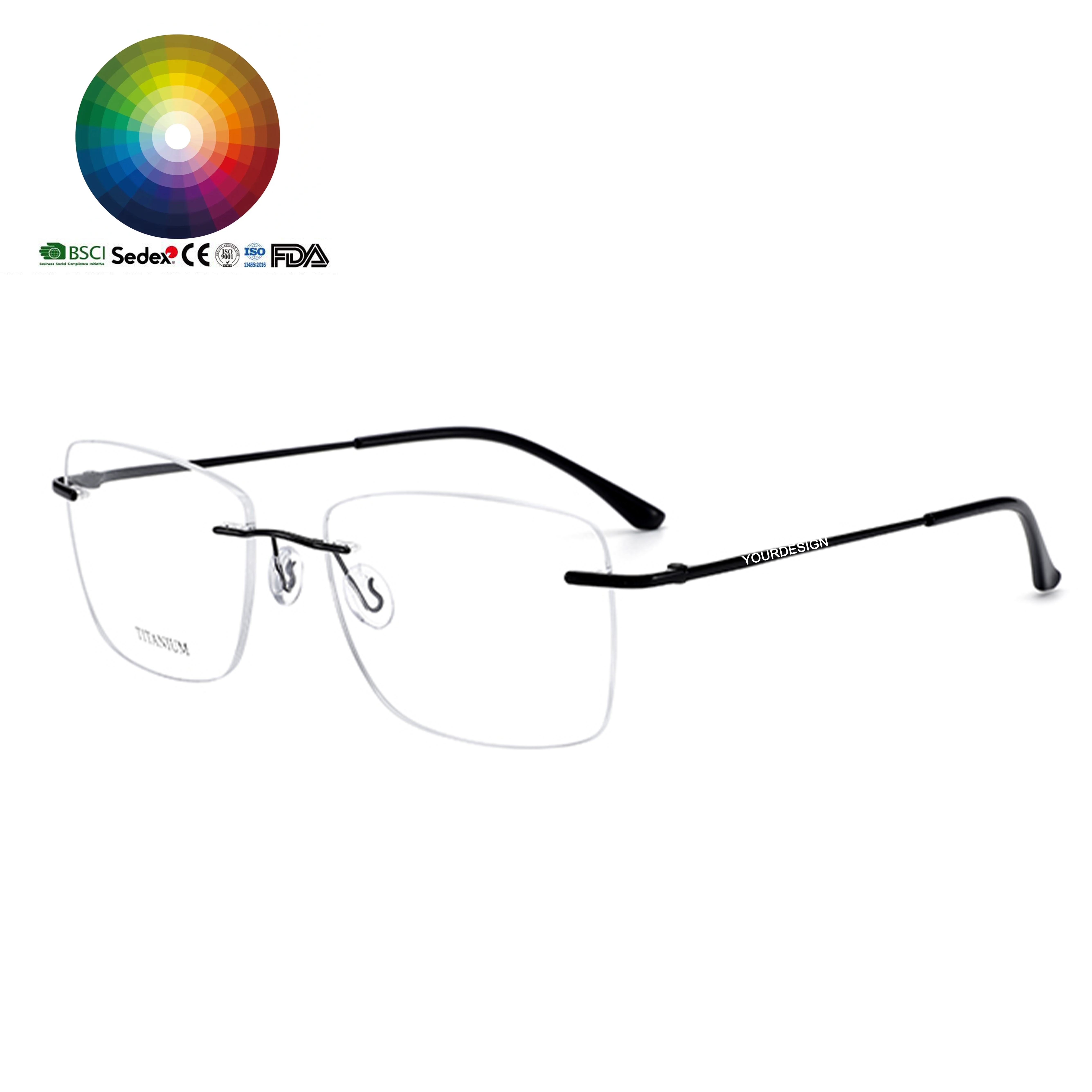 Rimless Titanium Lightweight Extra Narrow Unisex Optical Frame Factory OEM Prescription Spectacle Frameless Glasses Clear Lens
