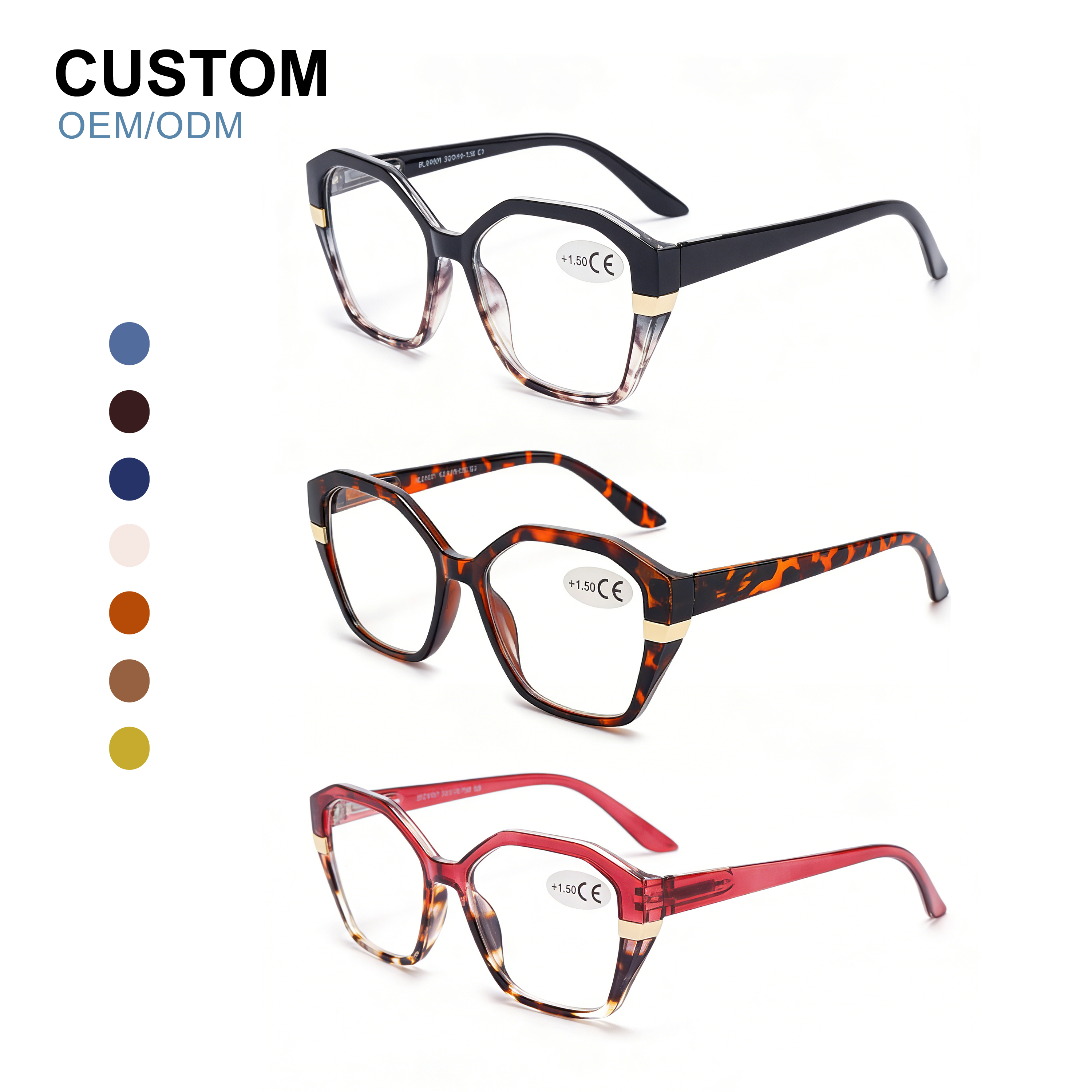 Wholesale Good Quality Custom Logo Lightweight Cat Eye Reading Glasses Frame for Ladies