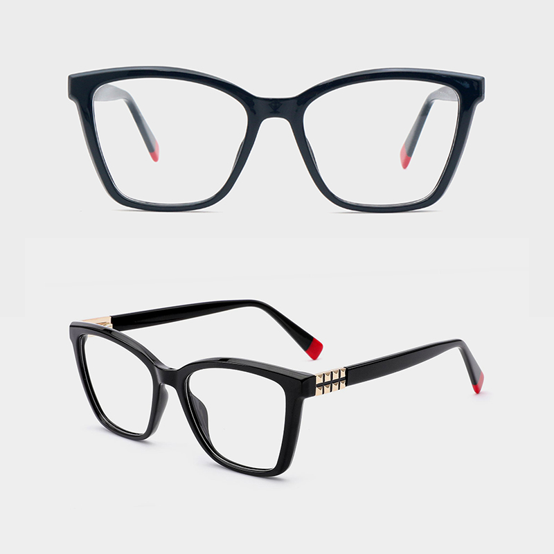 Fashion Lady TR90 Optical Frames Double Color Acetate Temple Glasses Spring Hinge Gradient Transparent Eyeglasses Frames Women