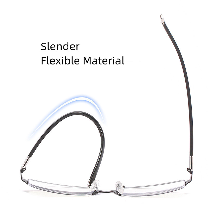 Classic Black Half Frame Rectangle Reading Glasses Men Women Business Presbyopia Blue Light Blocking Eyewear Glasses Frame