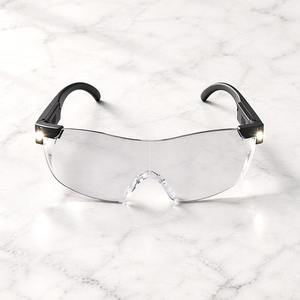 Presbyopia Magnifier Glasses with Dual LED Lights 1.6x Zoom Wraparound Shield for Old Eyes Reading TV Sewing USB Charging