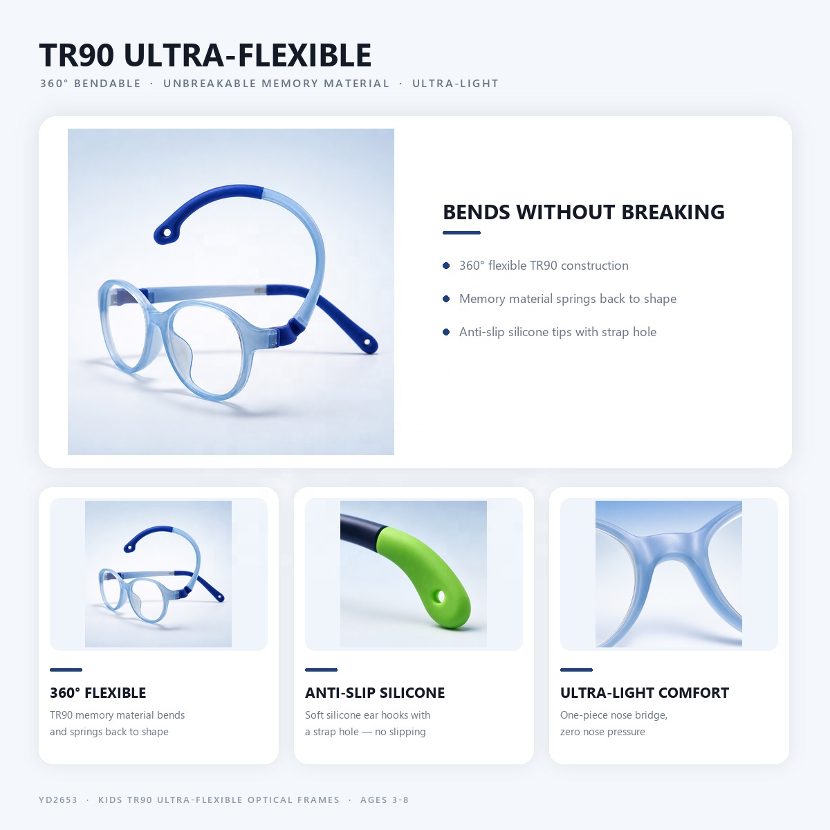 Flexible Glasses for Children Baby Girl Kids Eyeglasses Frames Wholesale Child Eye Glasses New Spectacle TR TR90 Specs Resin