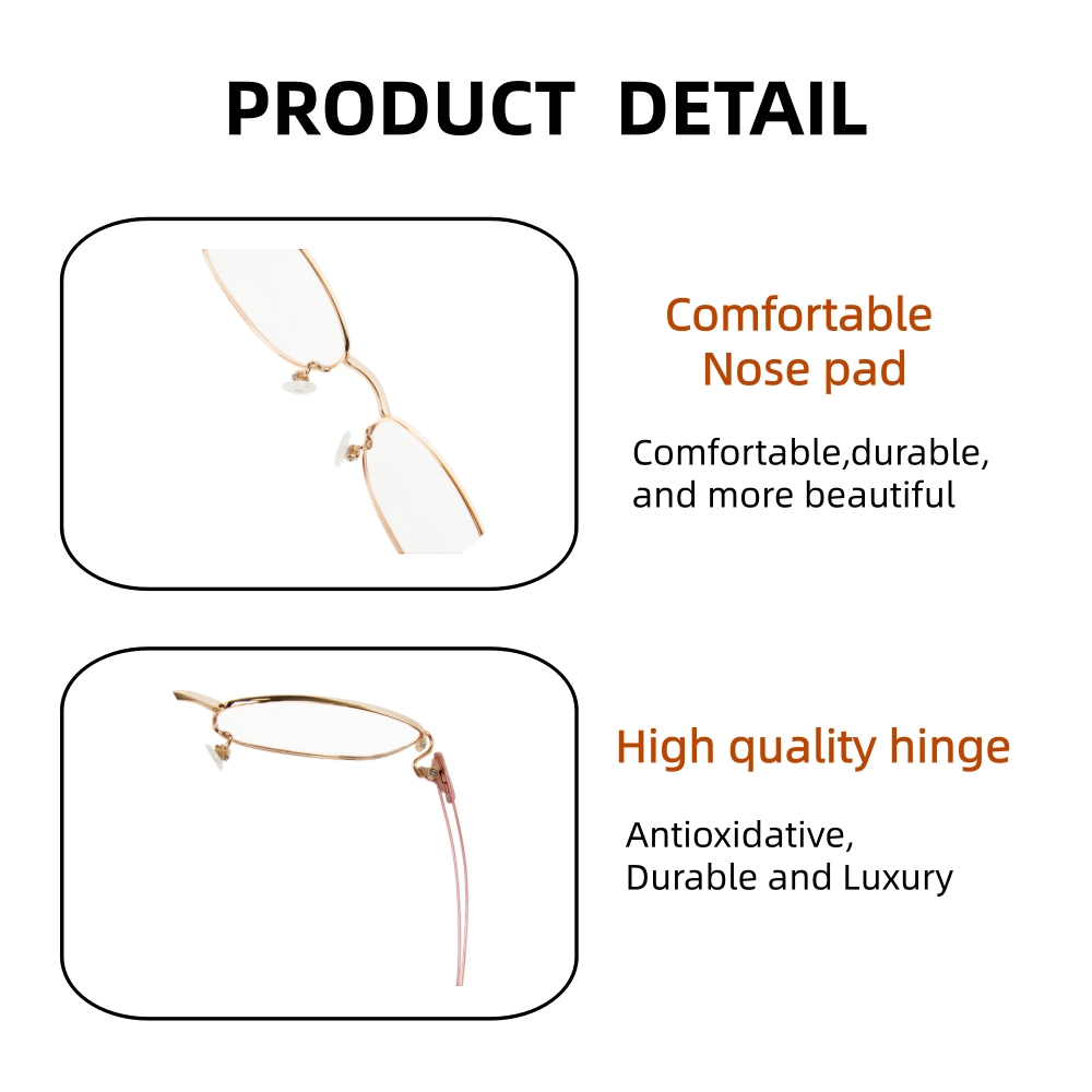 Newly Designed Oval Metal Optical Semi-Rimless Eyeglass Frame Structure