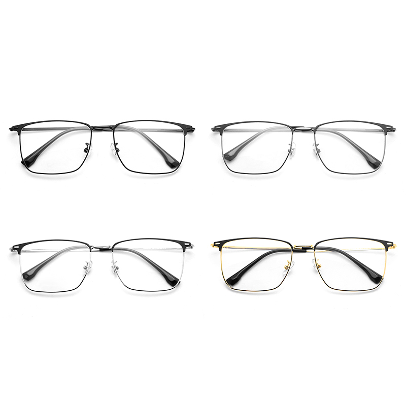 Unisex Computer Reading Glasses Square Metal Spectacle Prescription Glasses Optical Frames for Women Men