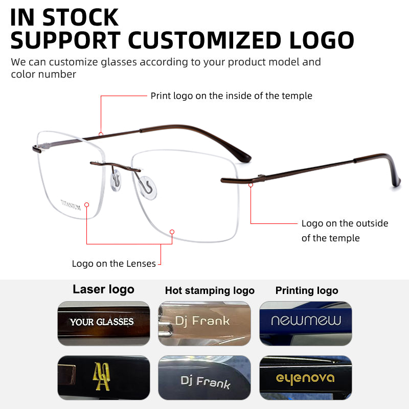 Rimless Titanium Lightweight Extra Narrow Unisex Optical Frame Factory OEM Prescription Spectacle Frameless Glasses Clear Lens