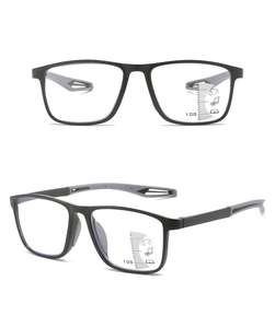 DEHOTRE Progressive Multifocus Reading Glasses for Men Lightweight TR90 Frame No-Line Trifocal Transition Computer Use Readers
