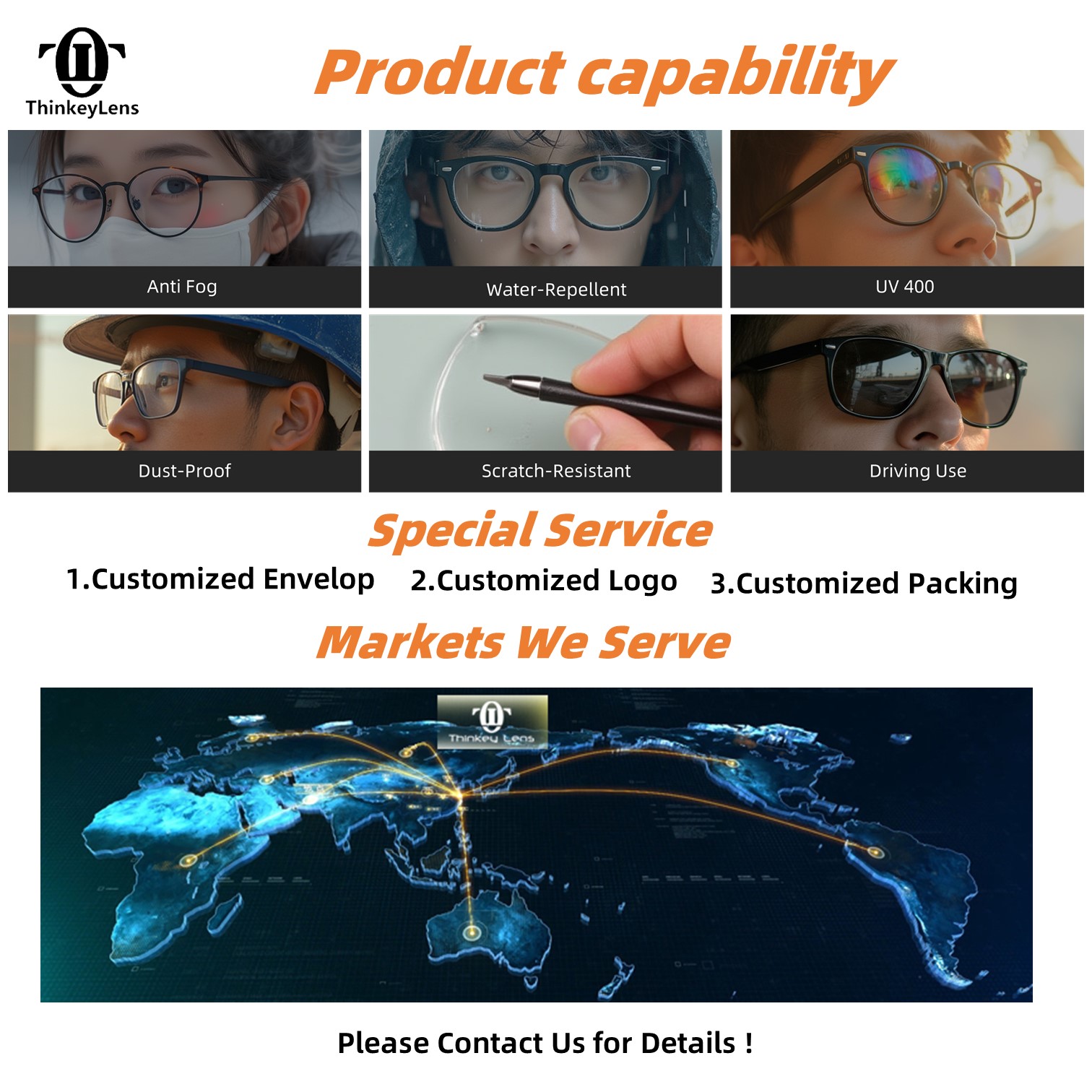 Thinkey High Quality 1.56 Prescription Optical Eyeglasses Two-piece Clear Polycarbonate Lenses Reading High Progressive Design