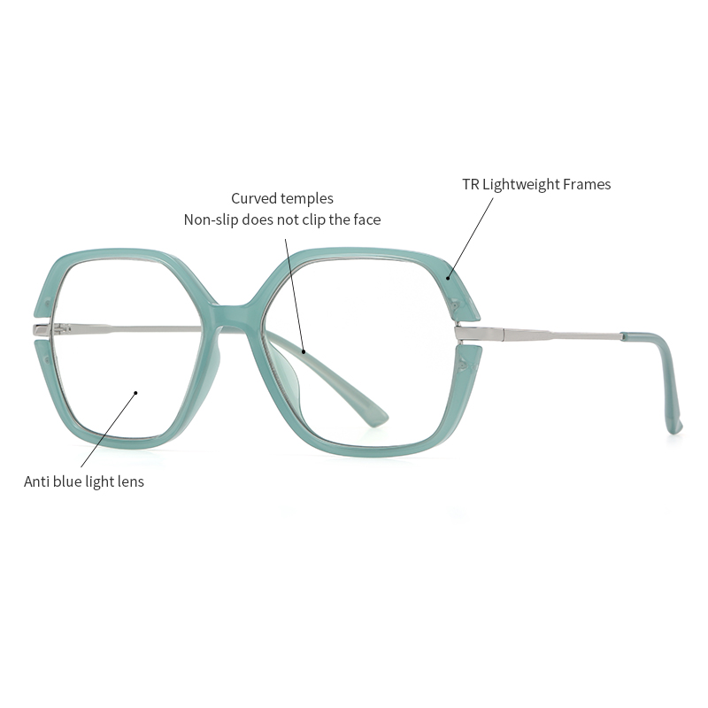 Oversized Hexagon TR90 Glasses Women TJ873 Colorful Anti Blue Light Eyeglasses Fashion Eyewear for Computer