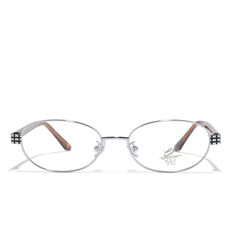 Vintage Metal Full Rim Solid Oval Anti Blue Light Blocking UV400 Computer Eyeglasses Lightweight Unisex Designer Trendy Luxury