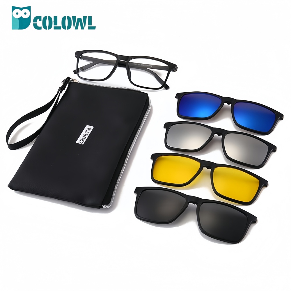 Magnetic Clip Frame Square TR90 Solid Color Full Rim Durable Prescription Ready Unisex Flexible Reading Glasses