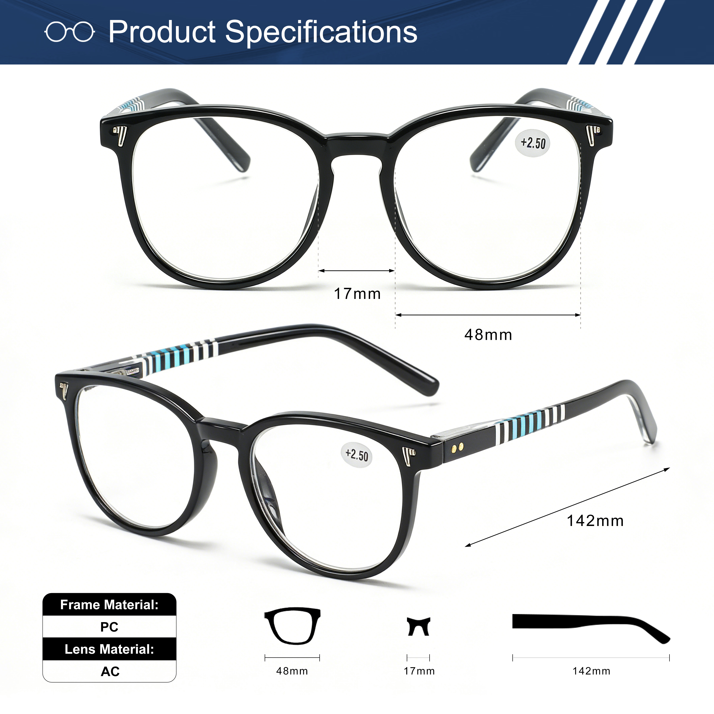 Wholesale Presbyopic Glasses Fashion Stylish High End Design Anti-Blue Light Reading Glasses for Senior