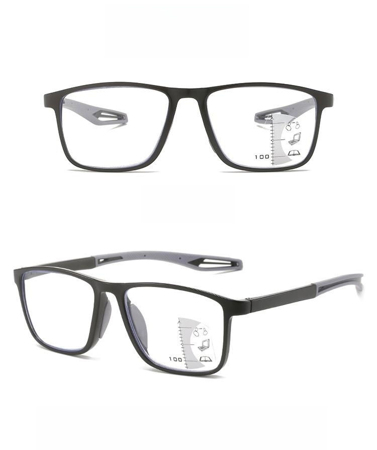 DEHOTRE Progressive Multifocus Reading Glasses for Men Lightweight TR90 Frame No-Line Trifocal Transition Computer Use Readers