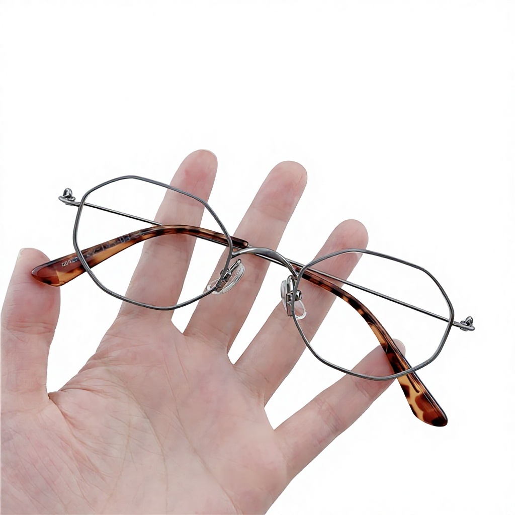 00427 Vintage Polygonal Frame Anti-Blue Light Full-Rim Metal Eyeglass Frames for Adults Unisex Geometric Artistic Design