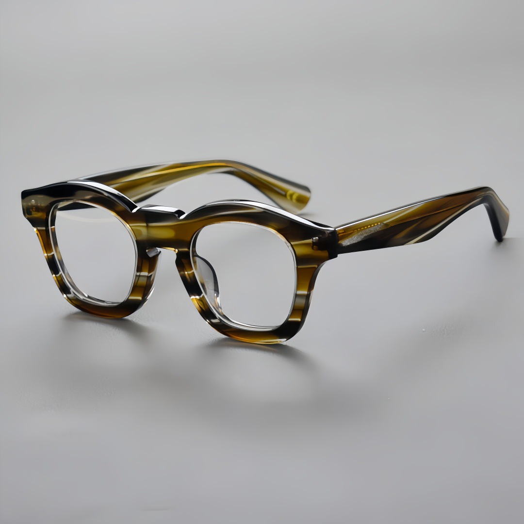 Classic Men Acetate Round Eyeglass Frames Vintage High Quality Custom Logo Eyewear Retro Fashion Thick Eyeglass Frames