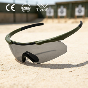 Tactical Safety Shooting Glasses Semi Rimless TR90 Frame PC UV400 Lenses Lightweight Adjustable Nose Pad Outdoor Training OEM