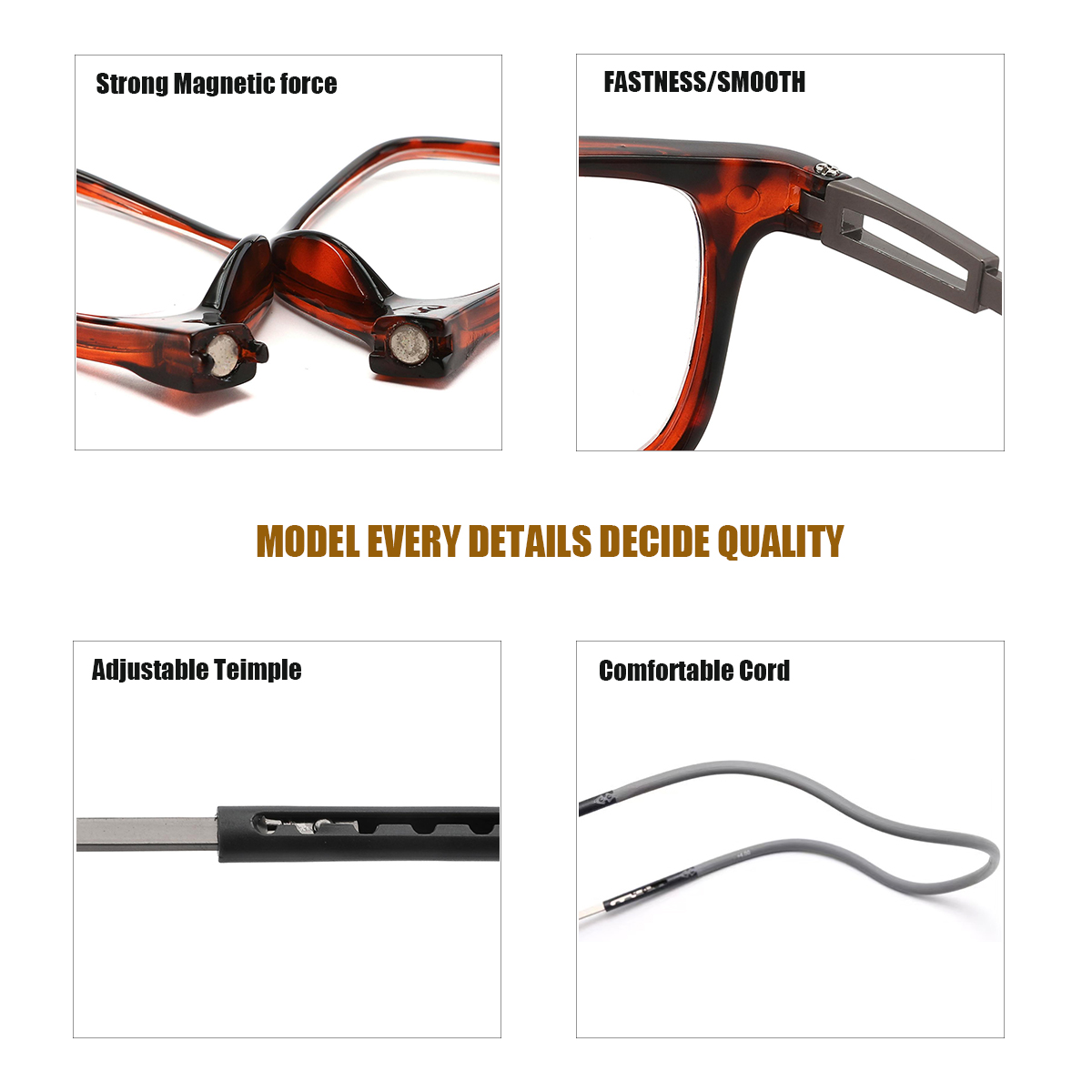 Collar Magnetic Reading Glasses Unisex Ultra-light Portable High-definition Anti-blue Sports Reading Glasses TR801