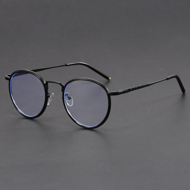 In Stock Vintage Pattern Round Metal Frame Anti Blue Light Glasses Men Women Eyeglasses Frames