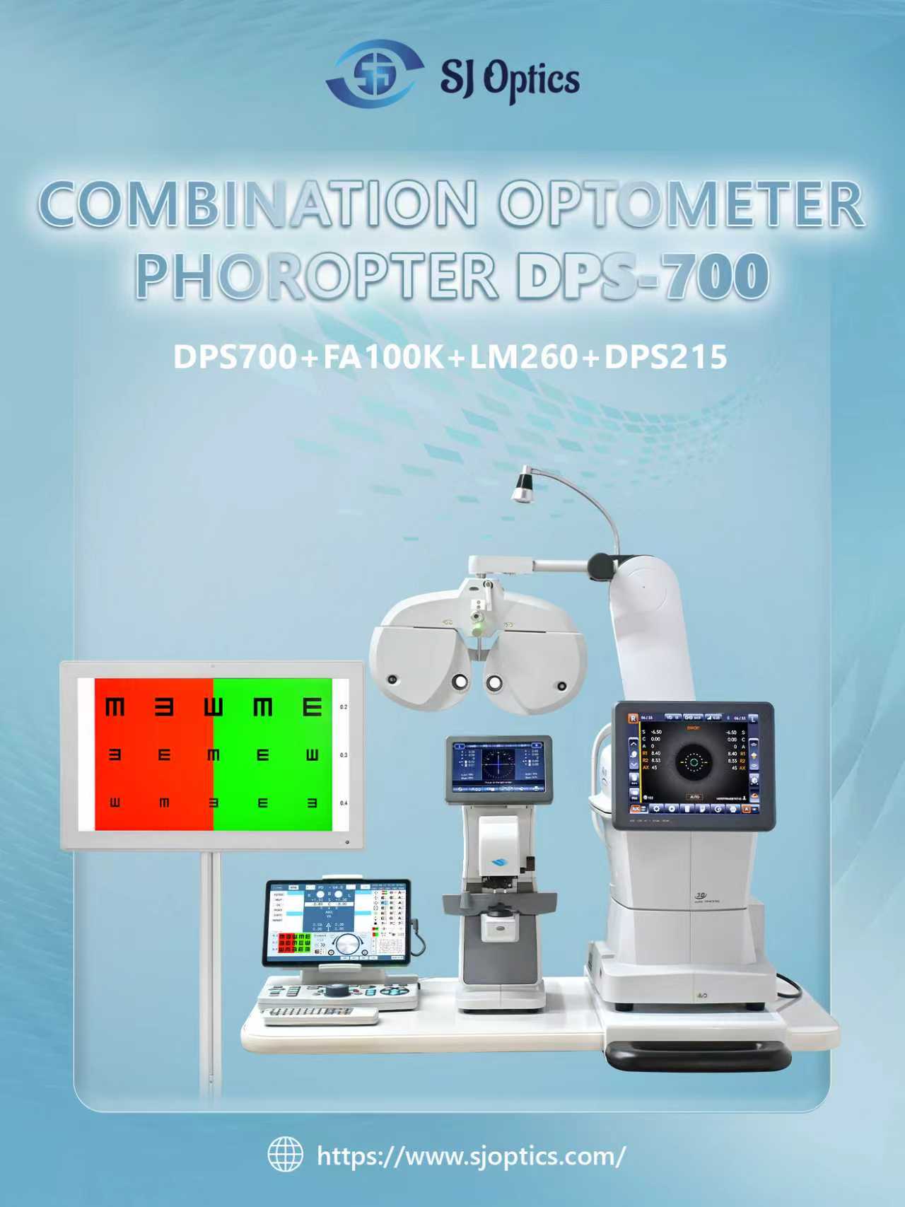 SJ Optics Auto Digital Phoropter DPS 700 Refraction Vision Tester Ophthalmic Phoropter for Vision Care Center