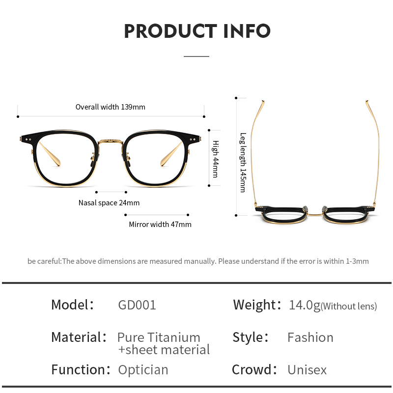 GD001 Classic Optical Frames for Men Eyeglasses Frames Computer Glasses Optical Eyewear