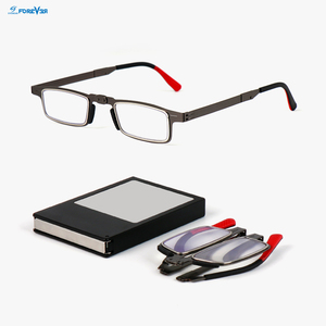 Wholesale Metal High Quality Foldable Reading Glasses Mini Lightweight Anti Blue Light Folding Reading Glasses Men with Case