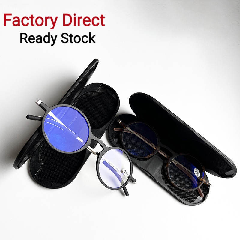 Competitive Price Paper-Thin TR90 Reading Glasses Retro Round Blue Light Blocking Eyewear with Magnetic Aluminum Case