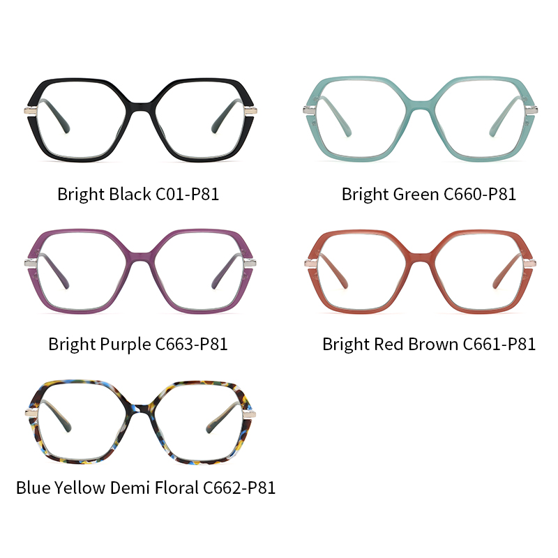 Oversized Hexagon TR90 Glasses Women TJ873 Colorful Anti Blue Light Eyeglasses Fashion Eyewear for Computer