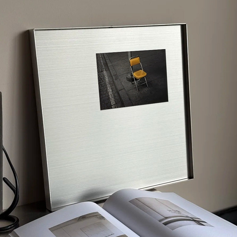Stainless Steel Square Photo Frame Bauhaus Industrial-style Instagram-inspired Aluminum Alloy Eco-Friendly Silver Wall Hanging