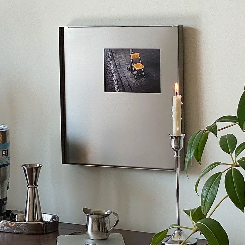 Stainless Steel Square Photo Frame Bauhaus Industrial-style Instagram-inspired Aluminum Alloy Eco-Friendly Silver Wall Hanging